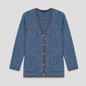 Maje Women's Blue Tweed Cardigan